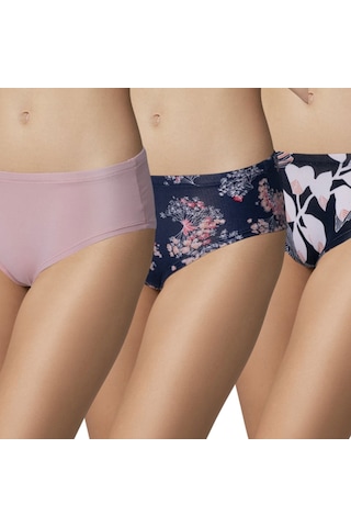 Doreanse Kadın Pembe & Çiçek Desenli 3'lü Külot Slip 7128 Çok Renkli