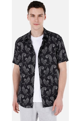 Colin's Colins Normal Kesim Shirt Yaka Siyah Erkek Kısa Kol Gömlek Siyah