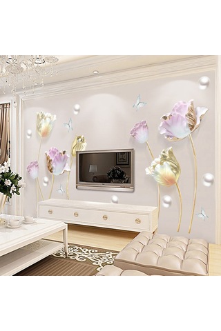 Lale 3d Üç Boyutlu Duvar Çıkartması Yatak Odası Dekorasyonu Sıcak Duvar Kendinden Yapışkanlı Duvar Kağıdı Çıkartması Diğer