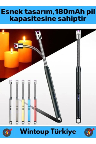 Premium Kompakt Esnek Rüzgara Yağmura Dayanıklı Outdoor Kamp Şarjlı Elektrikli Ocak Çakmağı