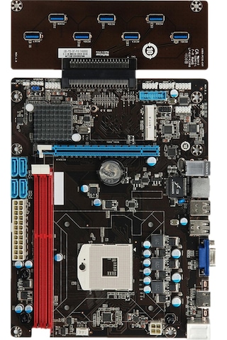 Esonic QS8-BTC Combo Intel Celeron Işlemcili HM65 1600 MHz DDR3 Soket 988 ATX Mining Anakart