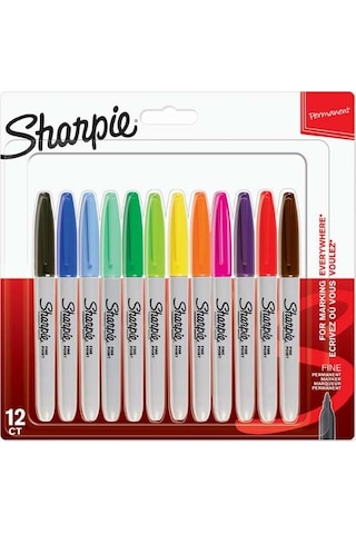 Sharpie Markör Permanent Fine Karışık Renk 12 Li 2065404 Çok Renkli