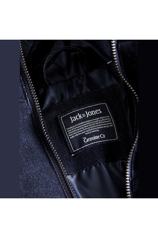 Jack & Jones Erkek Nakis Detayli Kapüsonlu Yaka Puffer Mont - Oxford - 12298745 Sky Captain