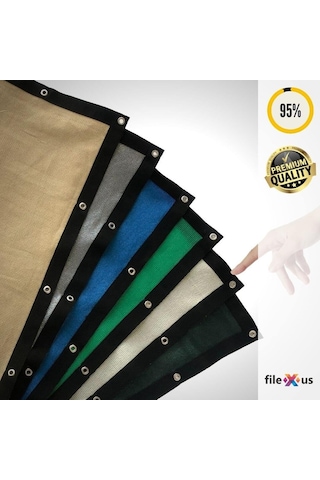 %95'Lik Gölgelik-Rüzgar Filesi-Koyu Bej |Premium Şerit Halka