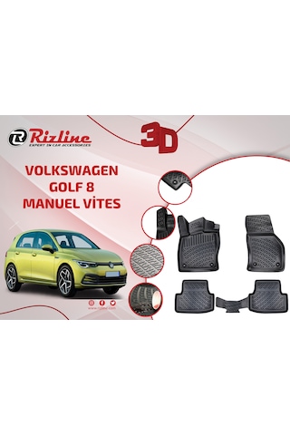 Rizline Volkswagen Golf 8 3D Havuzlu Paspas Manuel Vites