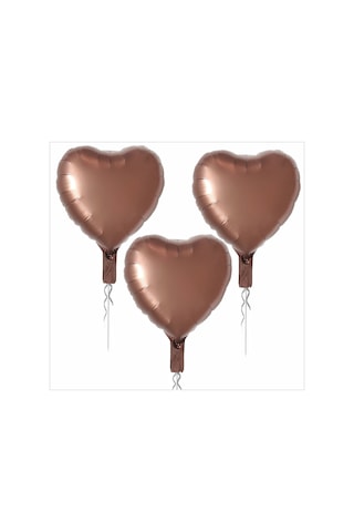 3 Adet Kalp Folyo Balon Karamel 18 Inc Çok Renkli