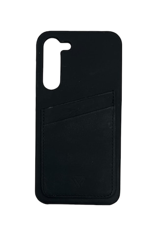 Zawa Samsung Galaxy S23 Plus Uyumlu Suni Deri Kartlık Arka Koruma Kılıf - Siyah -