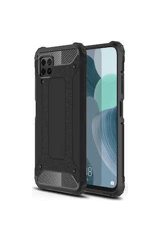 Noktaks - Huawei Uyumlu Huawei P40 Lite - Kılıf Çift Katman Zırh Tank Crash Military Kapak - Siyah