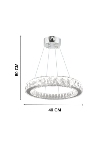 ZİLLA TEKLİ MODERN SARKIT KRİSTAL TAŞLI LED AVİZE - 3 RENK KUMANDALI-(Beyaz - Sarı - Gün Işığı)40 CM