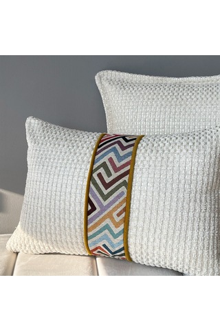 "woven" Bordür Detaylı Dekoratif Kırlent Set Ekru