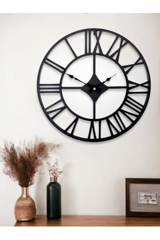 30 Cm Çapında Roma Rakamlı Metal Duvar Saati, Şık Tasarım 0240-keçe-şekilli-48cm