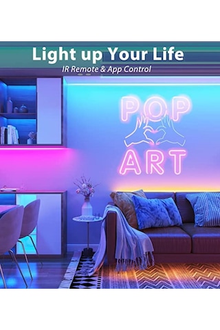 Neon Led Şerit Işık Seti Rgb Renkli Bluetooth Smart 2.5 Metre