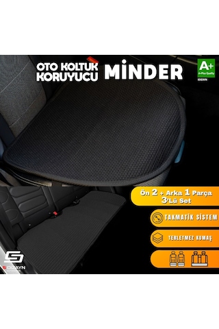 S-dizayn Oto Koltuk Koruyucu Alt Minder Siyah Universal 2+1 Parça Ön Arka A+ Kalite