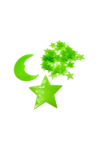 Artikel Fosforlu Mini Yıldız Büyük Yıldız ve Ay Yeşil Karanlıkta Parlar Çocuk Odası Sticker 36 Adet