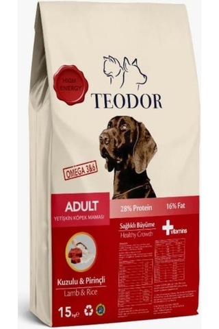 Teodor Kuzu Etli Yetişkin Köpek Maması 15kg %28 Protein %16 Yağ