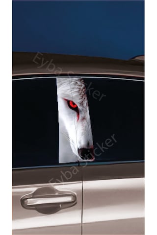 Araç Kapı Direk Kaplama Folyosu Beyaz Kurt Desenli Drk24 Sağ Sol Takım 2 Adet - 22x50 Cm