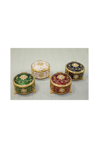 4 Adet Taşlı Kutu Dekoratif Hediye Kutusu, Süslemeli Hediye Box Gift Box 7,5x7,5 Cm