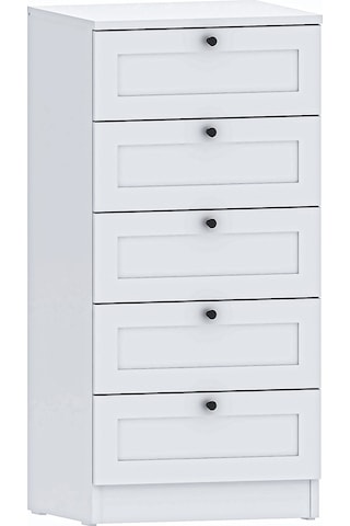Terra 5 Çekmeceli Şifonyer , Çamaşırlık Yatak Odası Bebek Odası Beyaz Beyaz