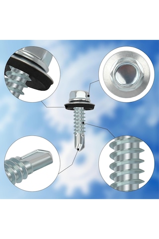 Trapez Çatı Vidası 5.5x25 Mm 100 Adet Matkap Uçlu Sac Akıllı Vida Çatı Panel Metal Ağaç 1