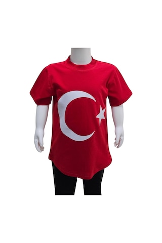 Kostüm Sarayı Ay Yıldız Baskılı Türk Bayraklı Tişört Kırmızı