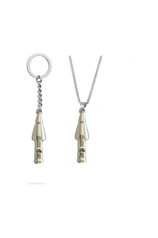 Paslanmaz Çelik Kolye ve Düdük Anahtarlık Seti Çelik