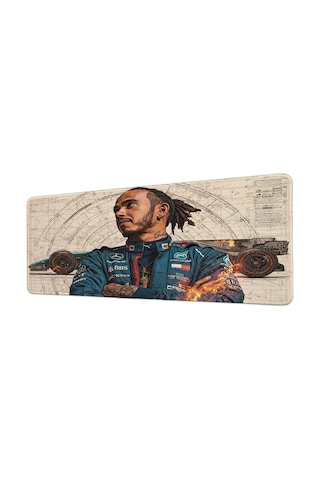 Lewis Hamilton Mercedes Amg Formula 1 Blueprint 40x90 Cm Oyuncu Mousepad Kaymaz Taban Büyük Boy Mousepad Siyah