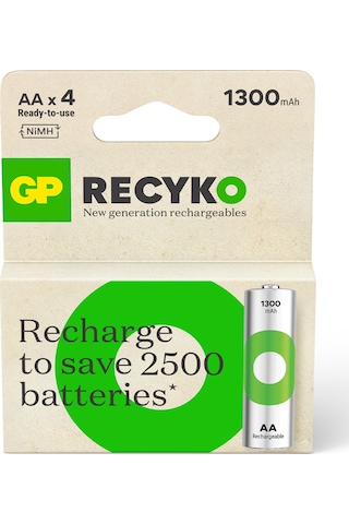 GP ReCyko GP130AAHCEMTR 1300 mAh AA Ni-MH Şarj Edilebilir Kalem Pil 4 x 2'li