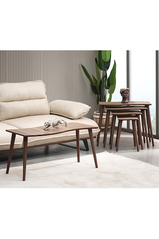 Vovvahome Salsa 4lü Mdf Ahşap Zigon Sehpa Ve Orta Sehpa - Ceviz