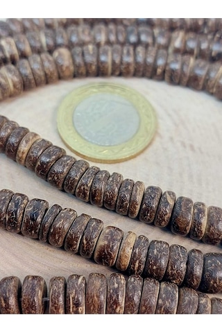 Bileklik Boy Hindistan Cevizi Kabuğu Ahşap Yarım Dizi Rondela Kesim 8.5 3mm 18cm Uzunluğundadır Çok Renkli