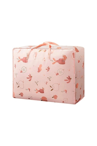 Unimarket Oxford Kumaş Saklama Çantası Kolay Erişim Yorgan Düzenleyici Giysiler Büyük Kapasiteli Baskı Büyük Yük Taşıyan Çift Saplı Toz Geçirmez Nem Geçirmez Battaniye Pembe M L5uwap