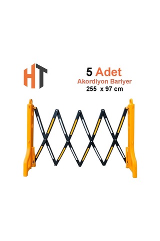 5'li Akordiyon Bariyer Seti Sarı 255 X 97 Cm
