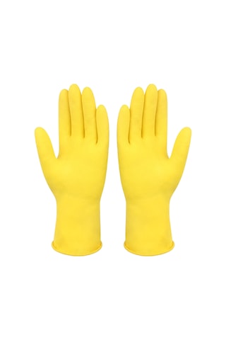 Ranyeek Sünger Lastik Ev İşleri Eldiveni - Yıkama Ve Temizlik İçin İnce L Beden Sarı Tam Parmaklı Eldiven