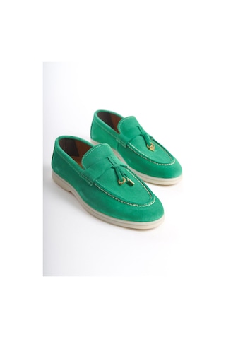 Mubiano Hakiki Deri Collection Kadın Süet Loafer & Babet Yeşil -mckry1410-y Yeşil