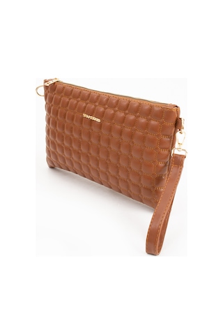 Sanmorris Kadın Suni Deri Taba Renkli Ayarlanabilir Çapraz Ve El Askılı Portföy, Clutch Çanta Taba