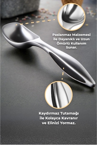 Primanova Dondurma Kaşığı - Metalik Metalik Gri