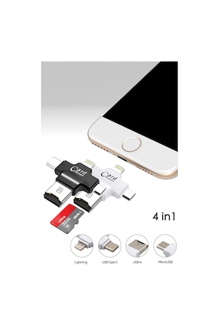 Thentech 4 İn 1 Type-c Akıllı Telefon Kamera Uyumlu Lightning Micro Usb Kart Okuyucu
