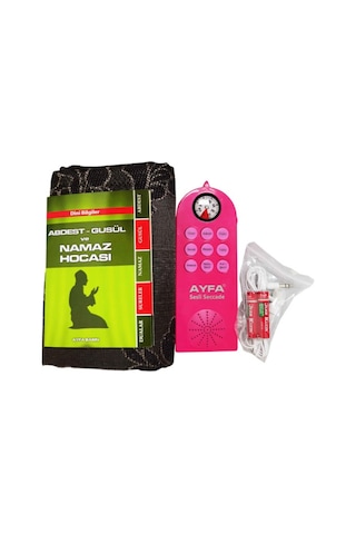 Sesli Seccade Eğitici Namaz Hocası Seti Kitap+seccade+kulaklık+pusulalı Sesli Seccade Pembe Renk