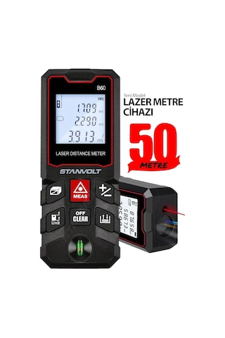 50 Metre Yüksek Hassasiyet Lazer Metre Ölçer Lcd Dijital Ekran Su Terazili Lazermetre