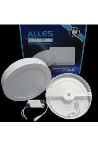 Alles 18w Günışığı Sıva Üstü Yuvarlak Led Panel Gün Işığı