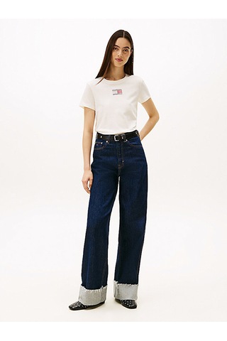 Tommy Hilfiger Dw0dw21965 Tjw Reg Party Flag Kadın Tişört Beyaz