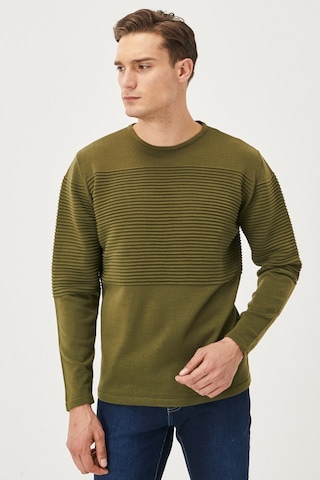 AC&Co / Altınyıldız Classics Erkek ACIK HAKI Standart Fit Tüylenme Yapmayan Bisiklet Yaka Triko Kazak 4A4921100065AHIXL Haki