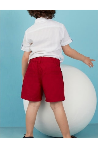 Denokids Ollie&Olla V Cepli Kırmızı Gabardin Erkek Çocuk Şort Çok Renkli