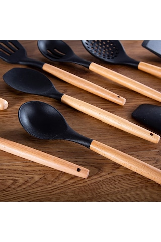 Silikon 11'li Isıya Dayanıklı Standlı Spatula Servis Seti