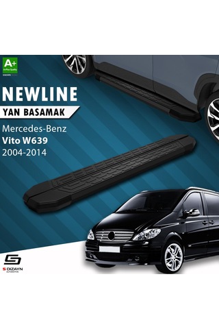 S-dizayn Mercedes Vito W639 Uzun Şase Newline Siyah Yan Basamak 253 Cm 2004-2014 A+ Kalite