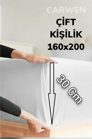 Açık Gri Çift Kişilik Ranforce Pamuklu Kumaş Lastikli Çarşaf Takımı