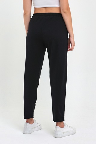 Kadın Siyah Regular Fit Düz Paça Beli Lastikli Bağcıklı Eşofman Altı Siyah