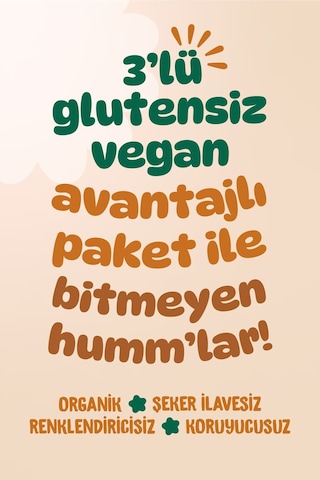 Humm Organic Organik Glutensiz Vegan Kek Atıştırmalık 3 x 30 G