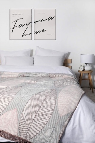 Aksu Çift Taraflı Pamuklu Desenli Çift Kişilik Battaniye - Gri - Gri