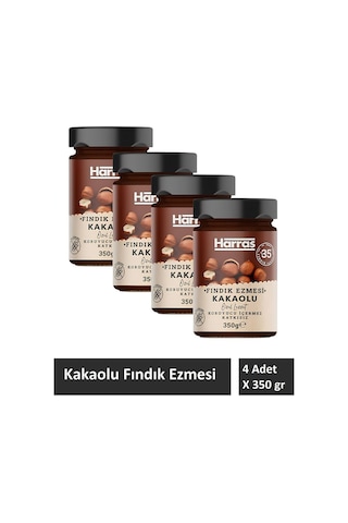 Glutensiz Katkısız Kakaolu Fındık Ezmesi 4 Adet X 350 Gr