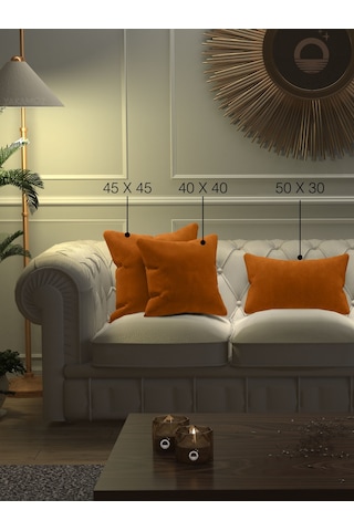 Br Yakamoz Portakal Rengi Kırlent , Yastık Kılıfı Kadife Görünümlü Velvet Touch Serisi Portakal Rengi